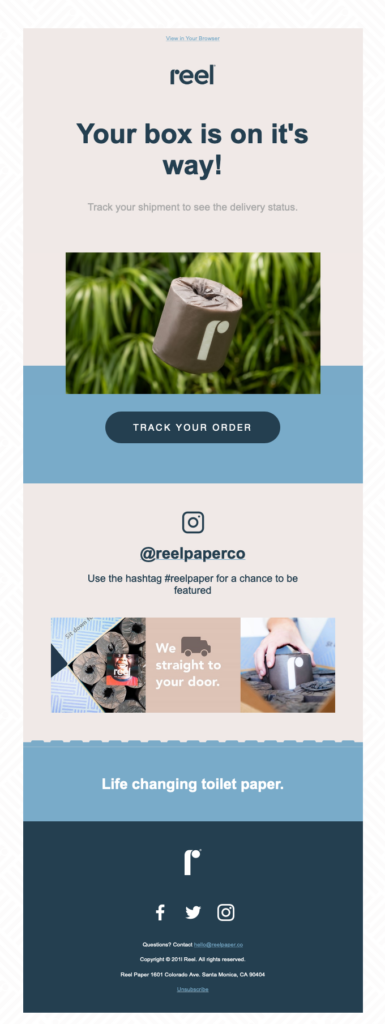reel tracking email example